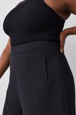 Karen Millen Plus Compact Stretch Stitch Detail Tailored Walking Shorts -Karen Millen shop black plus compact stretch stitch detail tailored walking shorts 2