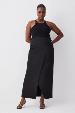 Karen Millen Plus Compact Stretch Wrap Midiaxi Skirt 9 Karen Millen Plus Compact Stretch Wrap Midiaxi Skirt -Karen Millen shop black plus compact stretch wrap midiaxi skirt 2