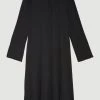 Karen Millen Plus Long Sleeve Column Maxi Dress -Karen Millen shop black plus long sleeve column maxi dress
