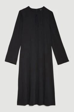 Karen Millen Plus Long Sleeve Column Maxi Dress