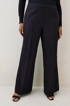 Karen Millen Plus Size Compact Essential Tailored Wide Leg Trouser -Karen Millen shop black plus size compact essential tailored wide leg trouser 4