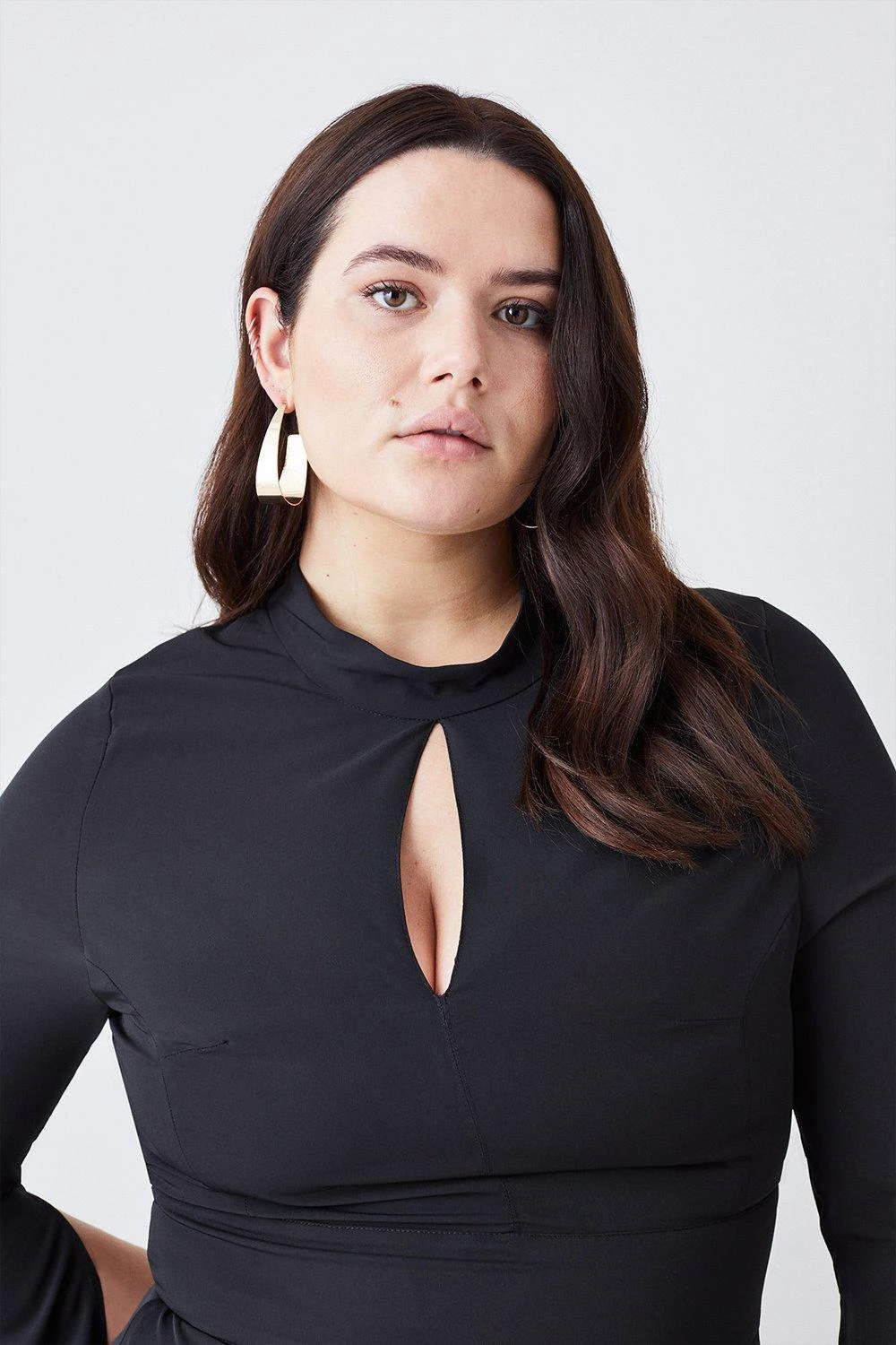 Karen Millen Plus Size High Low Hem Long Sleeve Midi Dress 4 Karen Millen Plus Size High Low Hem Long Sleeve Midi Dress - Image 2