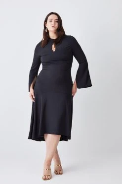 Karen Millen Plus Size High Low Hem Long Sleeve Midi Dress 9 Karen Millen Plus Size High Low Hem Long Sleeve Midi Dress -Karen Millen shop black plus size high low hem long sleeve midi dress 2