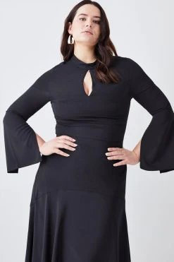 Karen Millen Plus Size High Low Hem Long Sleeve Midi Dress 10 Karen Millen Plus Size High Low Hem Long Sleeve Midi Dress -Karen Millen shop black plus size high low hem long sleeve midi dress 3