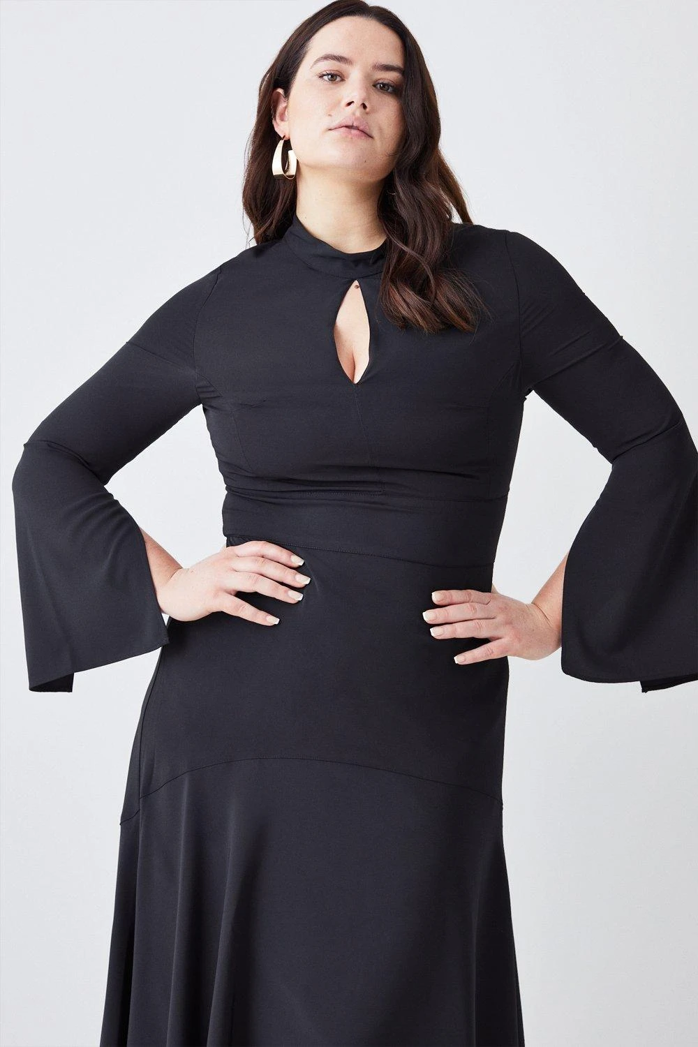 Karen Millen Plus Size High Low Hem Long Sleeve Midi Dress 6 Karen Millen Plus Size High Low Hem Long Sleeve Midi Dress - Image 4