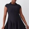 Karen Millen Plus Size High Neck Crepe Full Skirted Mini Dress 2 Karen Millen Plus Size High Neck Crepe Full Skirted Mini Dress -Karen Millen shop black plus size high neck crepe full skirted mini dress