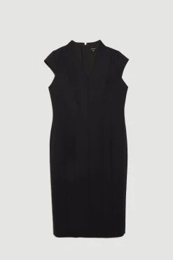 Karen Millen Plus Size Italian Compact Scuba Jersey Seamed Midi Dress -Karen Millen shop black plus size italian compact scuba jersey seamed midi dress 3