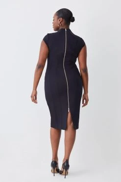 Karen Millen Plus Size Italian Compact Scuba Jersey Seamed Midi Dress -Karen Millen shop black plus size italian compact scuba jersey seamed midi dress 4