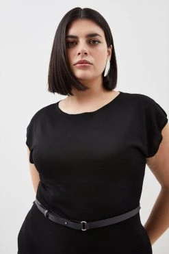 Karen Millen Plus Size Slash Neck Lightweight Summer Knit Midaxi Dress -Karen Millen shop black plus size slash neck lightweight summer knit midaxi dress 2