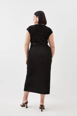 Karen Millen Plus Size Slash Neck Lightweight Summer Knit Midaxi Dress -Karen Millen shop black plus size slash neck lightweight summer knit midaxi dress 3