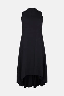 Karen Millen Plus Size Soft Tailored High Low Midi Dress -Karen Millen shop black plus size soft tailored high low midi dress 1
