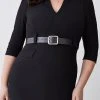 Karen Millen Plus Size Structured Crepe Forever Midi Dress -Karen Millen shop black plus size structured crepe forever midi dress