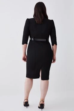 Karen Millen Plus Size Structured Crepe Forever Midi Dress 9 Karen Millen Plus Size Structured Crepe Forever Midi Dress -Karen Millen shop black plus size structured crepe forever midi dress 2