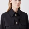 Karen Millen Polished Button Detail Crop Jacket -Karen Millen shop black polished button detail crop jacket