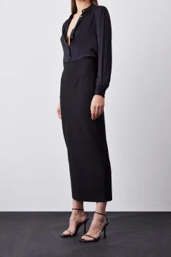 Karen Millen Ponte Collumn Back Zip Maxi Skirt -Karen Millen shop black ponte collumn back zip maxi skirt 1