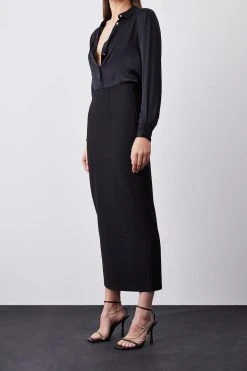 Karen Millen Ponte Collumn Back Zip Maxi Skirt -Karen Millen shop black ponte collumn back zip maxi skirt 3