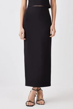 Karen Millen Ponte Gold Back Zip Detail Maxi Skirt