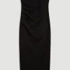 Karen Millen Ponte Ruched Detail Bandeau Dress 1 Karen Millen Ponte Ruched Detail Bandeau Dress -Karen Millen shop black ponte ruched detail bandeau dress