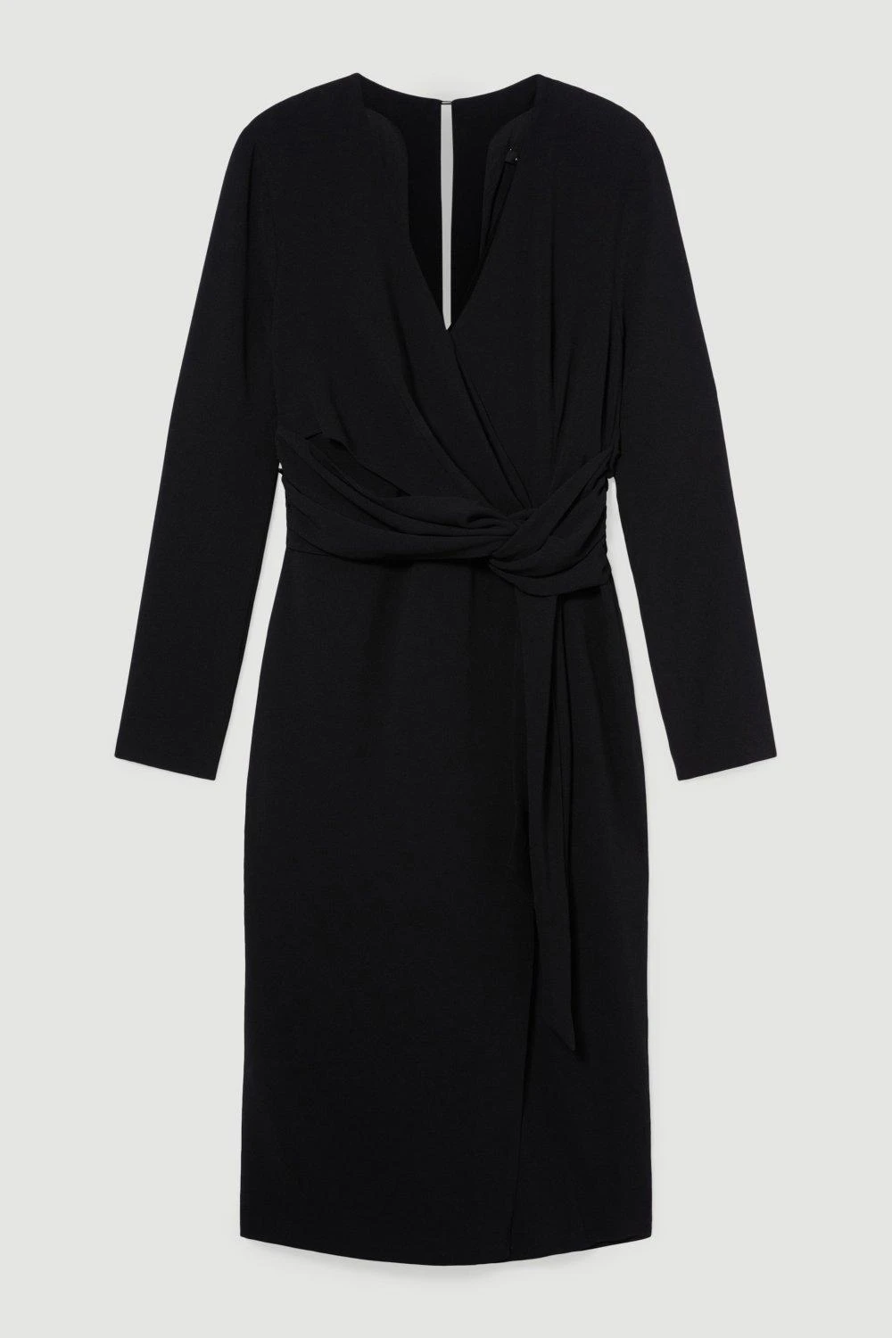 Karen Millen Premium Lightweight Fluid Crepe Drape Wrap Midi Dress 6 Karen Millen Premium Lightweight Fluid Crepe Drape Wrap Midi Dress - Image 4
