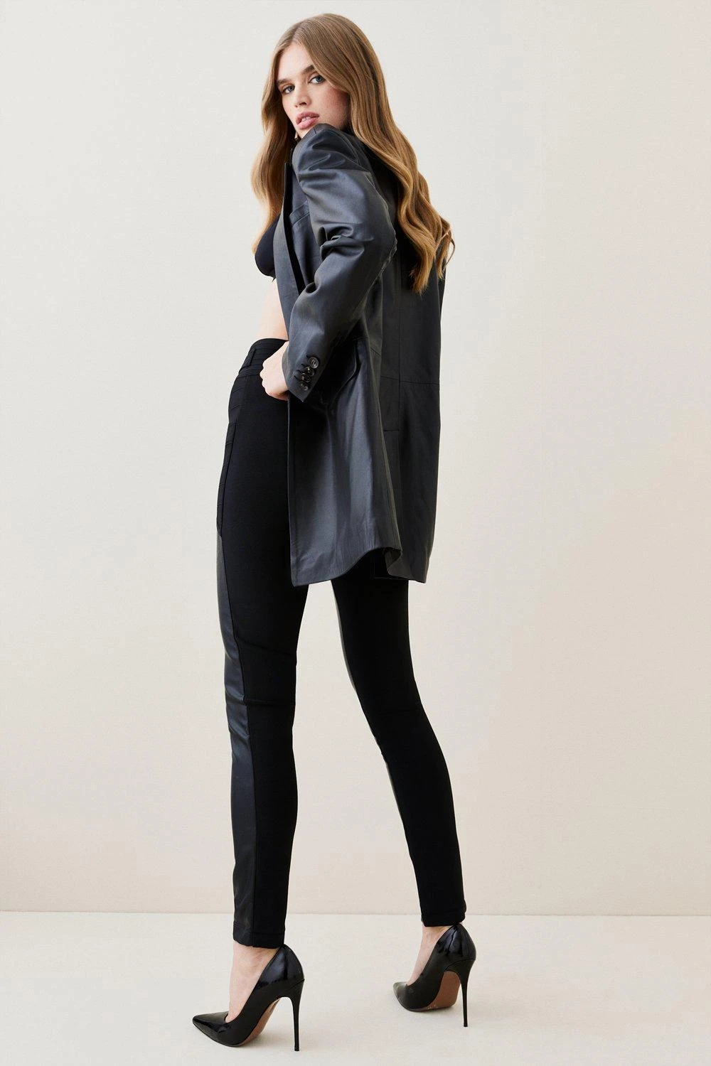 Karen Millen Pu Bandage Knit High Waisted Trouser 4 Karen Millen Pu Bandage Knit High Waisted Trouser - Image 2