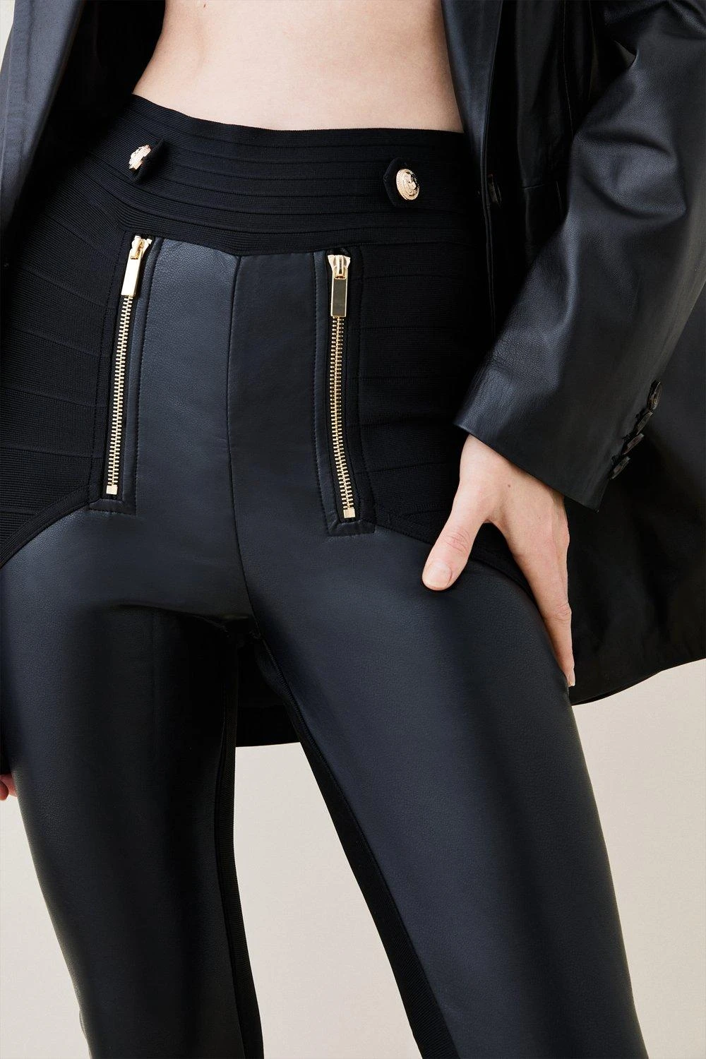 Karen Millen Pu Bandage Knit High Waisted Trouser 5 Karen Millen Pu Bandage Knit High Waisted Trouser - Image 3