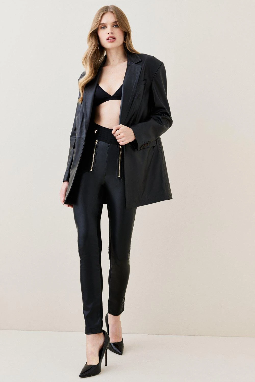 Karen Millen Pu Bandage Knit High Waisted Trouser 6 Karen Millen Pu Bandage Knit High Waisted Trouser - Image 4