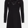 Karen Millen Pu Trim Ponte Jersey Mini Dress -Karen Millen shop black pu trim ponte jersey mini dress
