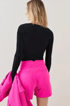 Karen Millen Rib Jersey Bodysuit -Karen Millen shop black rib jersey bodysuit 1