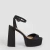 Karen Millen Satin 70s Platform Sandal -Karen Millen shop black satin 70s platform sandal