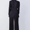 Karen Millen Satin Back Crepe Tie Waist Blazer -Karen Millen shop black satin back crepe tie waist blazer