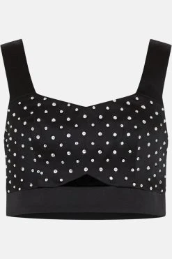 Karen Millen Satin Diamante Studded Bralet