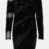 Karen Millen Sequin Mesh Detail Jersey Mini Dress