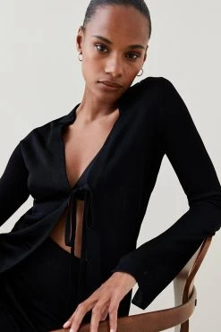 Karen Millen Slinky Jacquard Knit Shirt