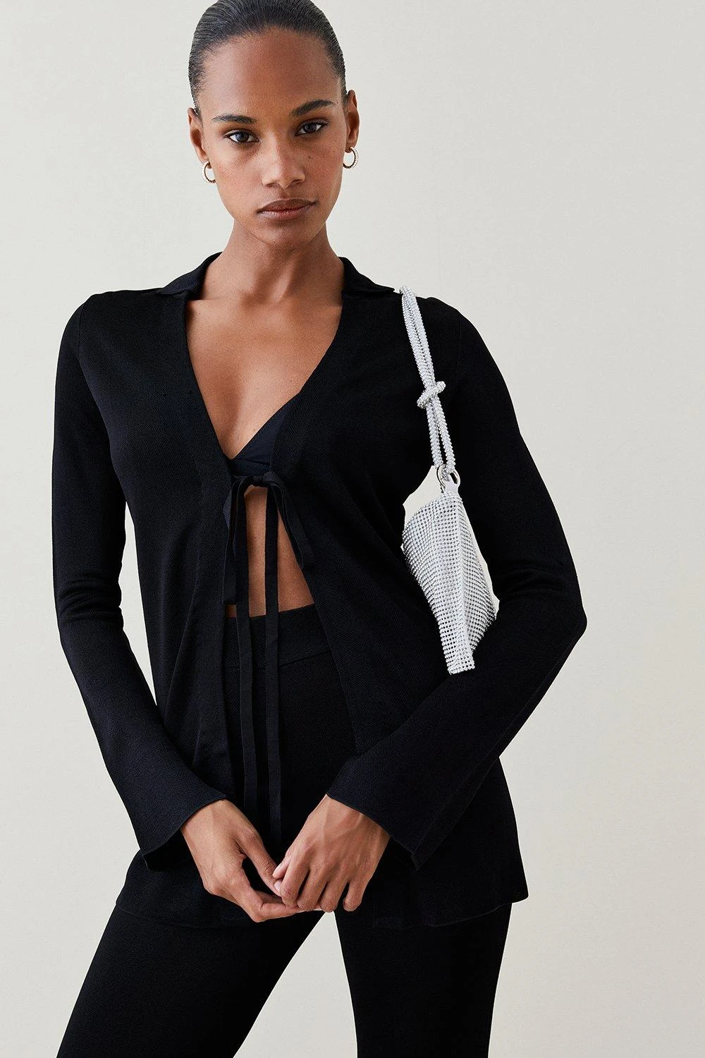 Karen Millen Slinky Jacquard Knit Shirt 4 Karen Millen Slinky Jacquard Knit Shirt - Image 2