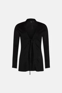 Karen Millen Slinky Jacquard Knit Shirt 9 Karen Millen Slinky Jacquard Knit Shirt -Karen Millen shop black slinky jacquard knit shirt 1 2