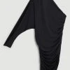 Karen Millen Slinky Jersey Asymetric Detailed Mini Jersey Dress -Karen Millen shop black slinky jersey asymetric detailed mini jersey dress