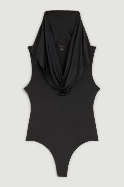 Karen Millen Slinky Jersey Dramatic Cowl Sleeveless Bodysuit -Karen Millen shop black slinky jersey dramatic cowl sleeveless bodysuit 2