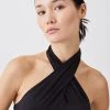 Karen Millen Slinky Jersey Halterneck Bodysuit -Karen Millen shop black slinky jersey halterneck bodysuit