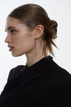 Karen Millen Slinky Jersey Long Sleeve Halterneck Bodysuit -Karen Millen shop black slinky jersey long sleeve halterneck bodysuit 2