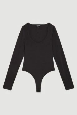Karen Millen Slinky Jersey Long Sleeved Scoop Neck Bodysuit 8 Karen Millen Slinky Jersey Long Sleeved Scoop Neck Bodysuit -Karen Millen shop black slinky jersey long sleeved scoop neck bodysuit 1
