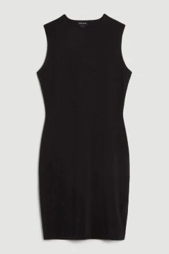 Karen Millen Slinky Jersey Sleeveless Mini Dress -Karen Millen shop black slinky jersey sleeveless mini dress 1