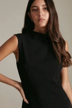 Karen Millen Soft Tailored High Low Midi Dress -Karen Millen shop black soft tailored high low midi dress 11
