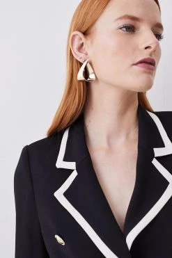 Karen Millen Soft Tailored Military Button Crop Jacket -Karen Millen shop black soft tailored military button crop jacket 1 1