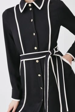 Karen Millen Soft Tailored Pipe Detail Sleeved Shirt Dress