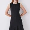 Karen Millen Soft Tailored Sleeveless Full Skirt High Low Midi Dress 2 Karen Millen Soft Tailored Sleeveless Full Skirt High Low Midi Dress -Karen Millen shop black soft tailored sleeveless full skirt high low midi dress