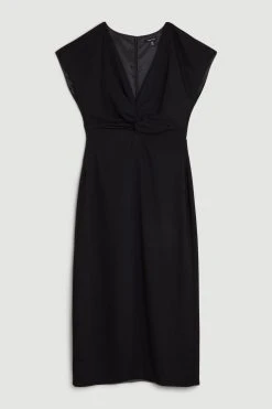 Karen Millen Soft Tailored Waist Detail Midi Dress -Karen Millen shop black soft tailored waist detail midi dress 4