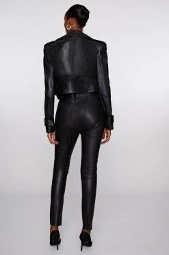 Karen Millen Stretch Leather Five Pocket Jean 10 Karen Millen Stretch Leather Five Pocket Jean -Karen Millen shop black stretch leather five pocket jean 3