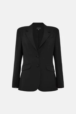 Karen Millen Strong Shoulder Single Breasted Blazer -Karen Millen shop black strong shoulder single breasted blazer 5