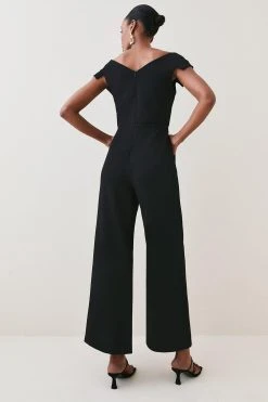Karen Millen Structured Crepe Cross Detail Jumpsuit