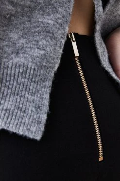 Karen Millen Structured Crepe High Waist Wide Leg Trouser -Karen Millen shop black structured crepe high waist wide leg trouser 2